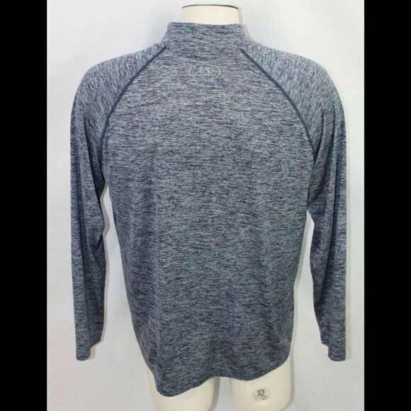 UNDER ARMOUR (heatgear) men's size Medium Heathered Navy LS Shirt 1/4 zip up. - Picture 3 of 4